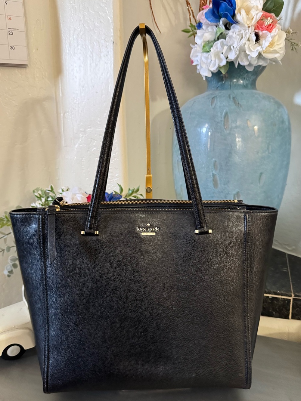 Kate Spade Patterson Drive Kona Should bag tote Black Caviar Leather Goldtone